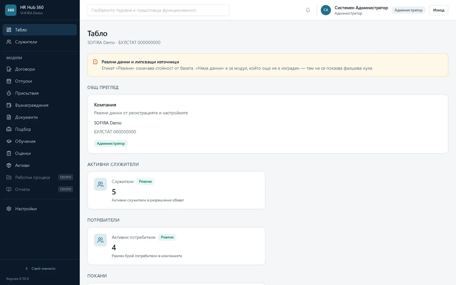 Табло на HR HUB 360